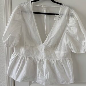 NWT topshop peasant blouse White Size 14/XL
